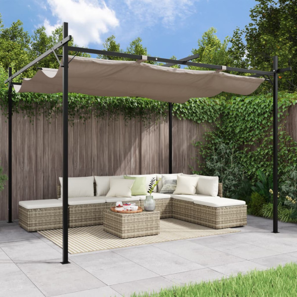 Pérgola con cubierta retráctil gris taupe 295x292x230 cm D
