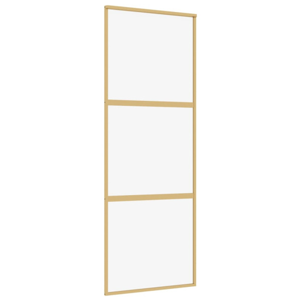 Puerta corredera dorada de vidrio ESG transparente y aluminio M 2