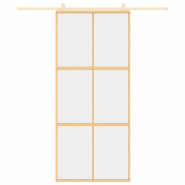 Puerta corredera dorada de vidrio ESG transparente y aluminio M 3