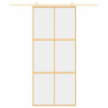 Puerta corredera dorada de vidrio ESG transparente y aluminio 3