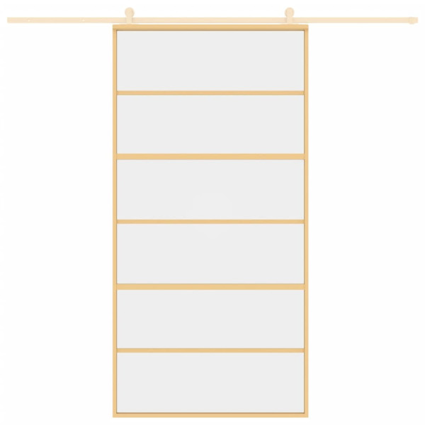 Puerta corredera dorada de vidrio ESG transparente y aluminio M 3