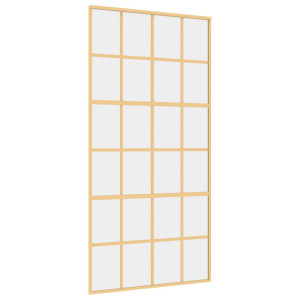 Puerta corredera dorada de vidrio ESG transparente y aluminio H