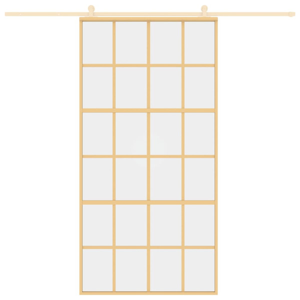 Puerta corredera dorada de vidrio ESG transparente y aluminio M 3