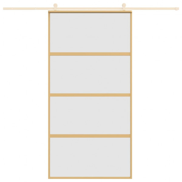 Puerta corredera dorada de vidrio ESG esmerilado y aluminio M 3