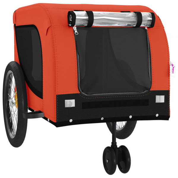 Remolque bicicleta para perros hierro tela Oxford naranja negro M 4