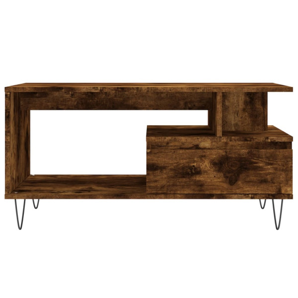 Mesa de centro madera contrachapada roble ahumado 90x49x45 cm M 5