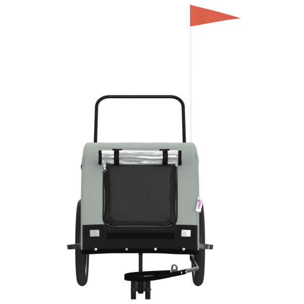 Remolque de bicicleta para perros hierro tela Oxford gris negro M 3