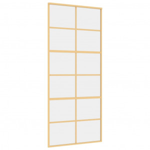 Puerta corredera dorada de vidrio ESG transparente y aluminio H