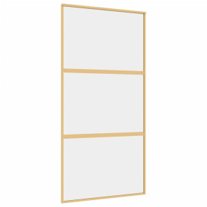 Puerta corredera dorada de vidrio ESG transparente y aluminio H