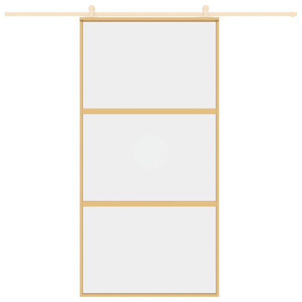 Puerta corredera dorada de vidrio ESG transparente y aluminio M 3