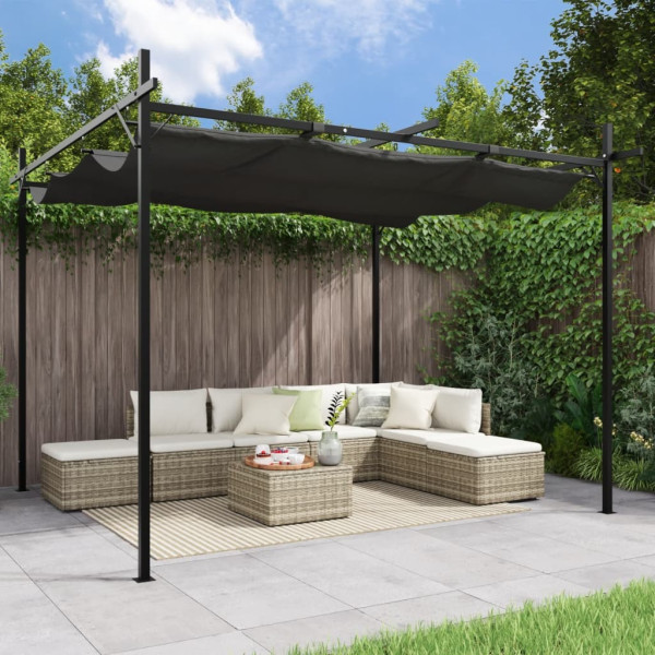 Pérgola con cubierta retráctil gris antracita 295x292x230 cm D