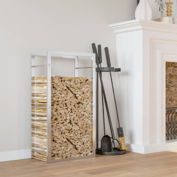 Estante para leña acero inoxidable 50x28x94 cm D