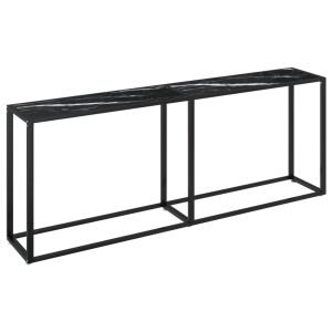 Mesa consola vidrio templado mármol negro 200x35x75.5 cm H