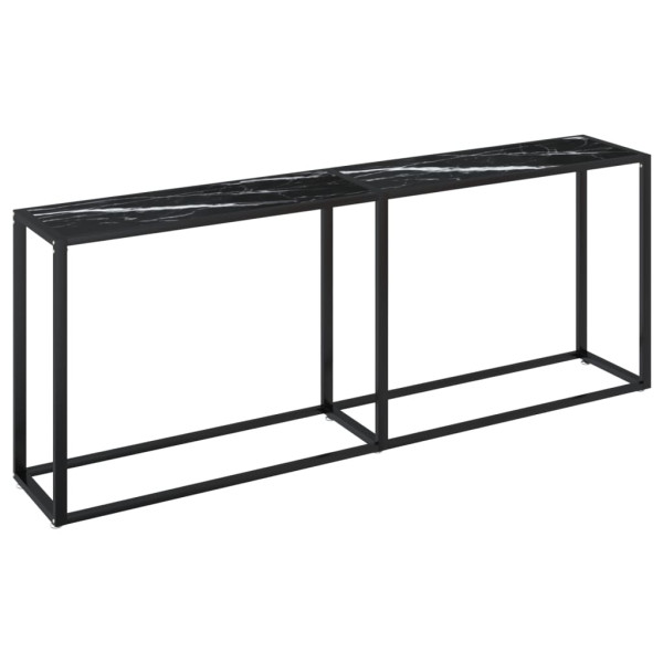 Mesa consola vidrio templado mármol negro 200x35x75.5 cm M 2