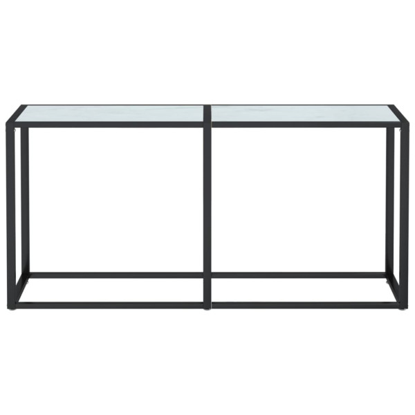 Mesa consola vidrio templado mármol blanco 160x35x75.5 cm M 3