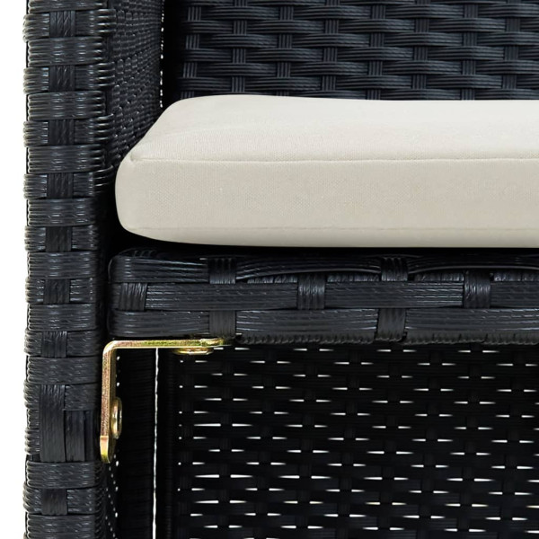 Sofá de jardín 2 plazas con cojines ratán sintético negro M 3