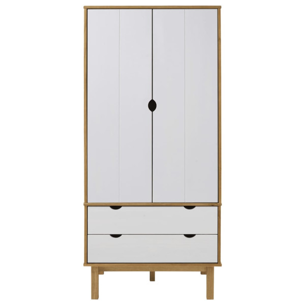 Roupeiro OTTA 76.5x53x172 cm pinho maciço castanho/branco M 3