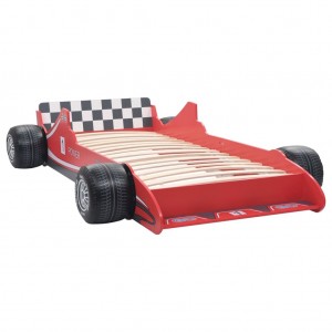 Cama con forma de coche de carreras para niños 90x200 cm roja H