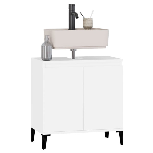 Armario para lavabo madera contrachapada blanco 58x33x60 cm M 4