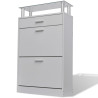 Mueble zapatero con cajón y estante superior de vidrio blanco 2