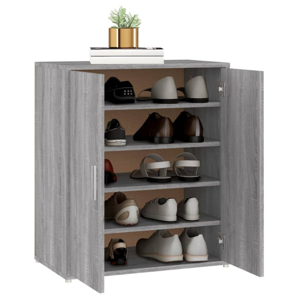Zapatero de madera contrachapada gris Sonoma 60x35x70 cm M 4