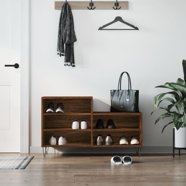 Mueble zapatero madera contrachapada roble marrón 102x36x60 cm D