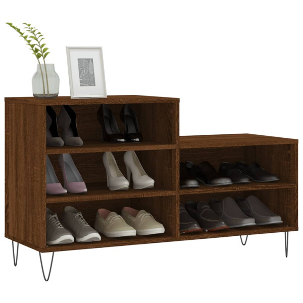 Mueble zapatero madera contrachapada roble marrón 102x36x60 cm M 3