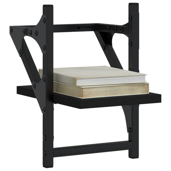 Prateleiras de parede com barras 2 pcs 20x25x30 cm preto M 3