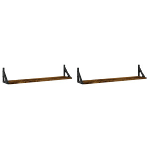 Estante de parede 2uds madeira engenharia carvalho fumado 80x15x15.5cm H