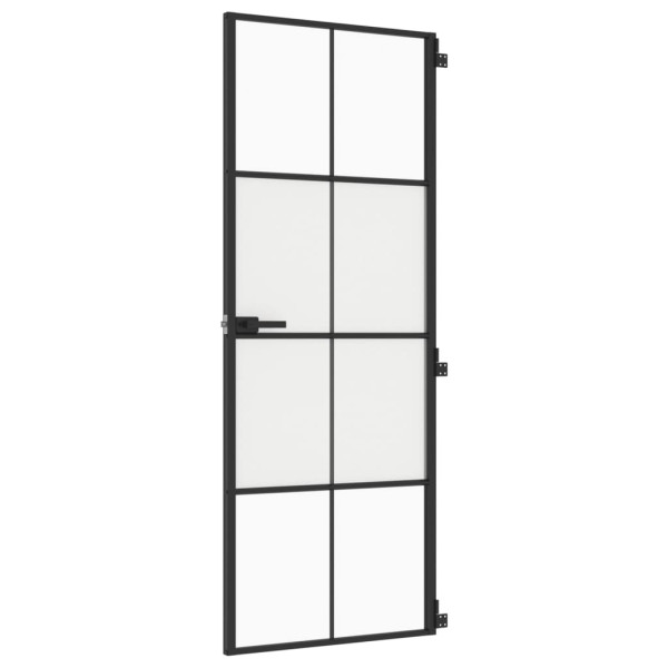 Puerta interior delgada negra vidrio y aluminio 76x201.5 cm M 2