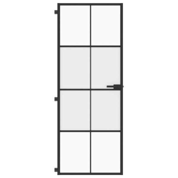 Puerta interior delgada negra vidrio y aluminio 76x201.5 cm M 3
