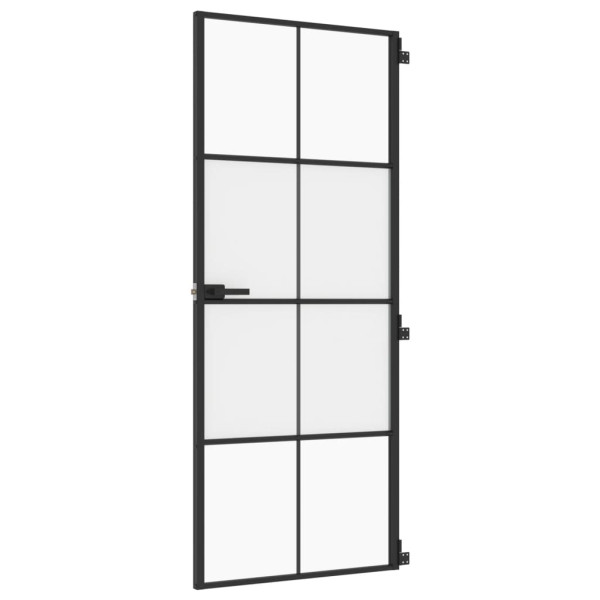 Puerta interior delgada negra vidrio y aluminio 83x201.5 cm M 2