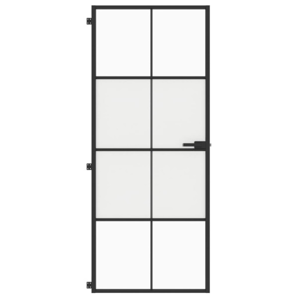 Puerta interior delgada negra vidrio y aluminio 83x201.5 cm M 3