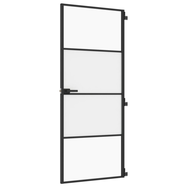 Puerta interior delgada negra vidrio y aluminio 83x201.5 cm M 2