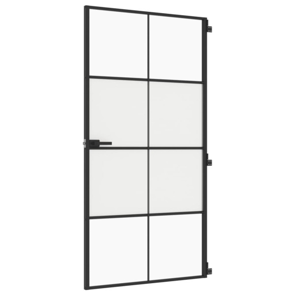 Puerta interior delgada negra vidrio y aluminio 102.5x201.5 cm M 2