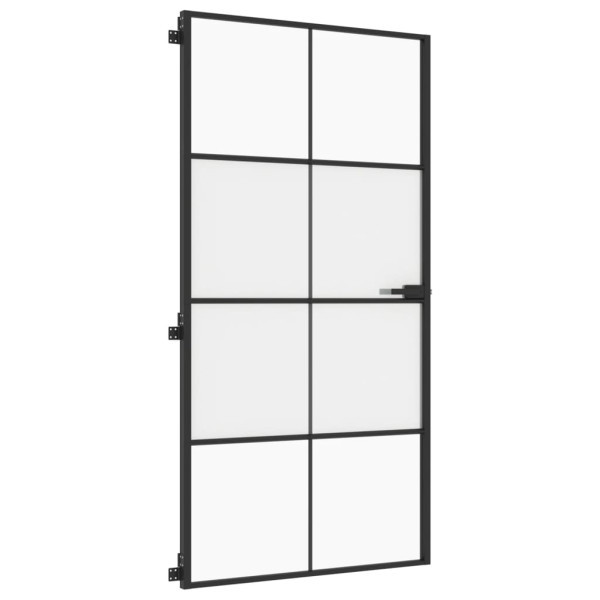 Puerta interior delgada negra vidrio y aluminio 102.5x201.5 cm M 5