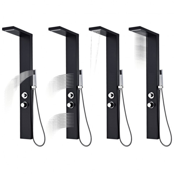 Sistema de panel de ducha aluminio negro mate M 2