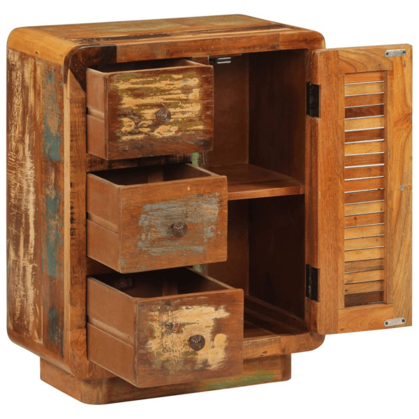 Aparador con 3 cajones de madera maciza reciclada 55x30x70 cm M 4