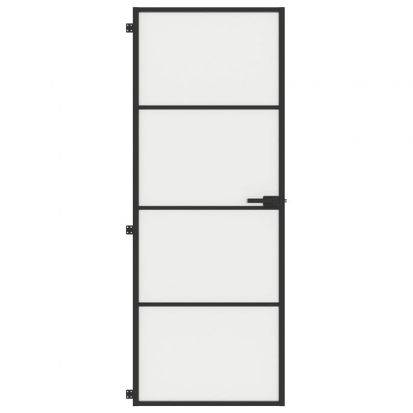 Puerta interior delgada negra vidrio y aluminio 76x201.5 cm M 3