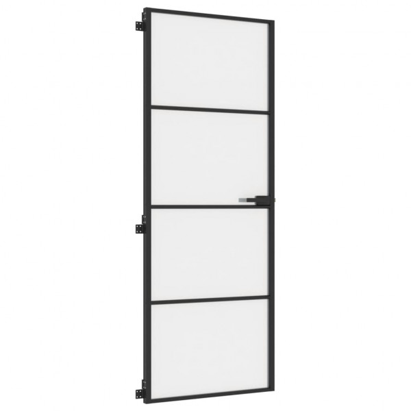 Puerta interior delgada negra vidrio y aluminio 76x201.5 cm M 5