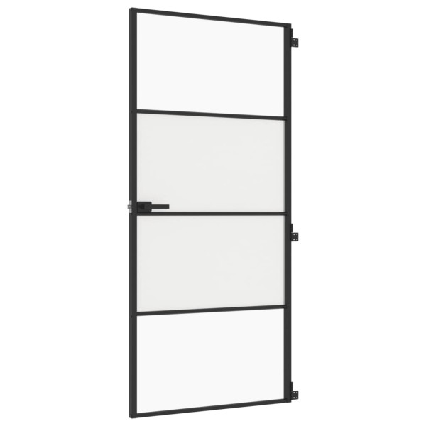 Puerta interior delgada negra vidrio y aluminio 93x201.5 cm M 2
