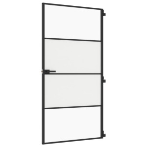 Puerta interior delgada negra vidrio y aluminio 102.5x201.5 cm H