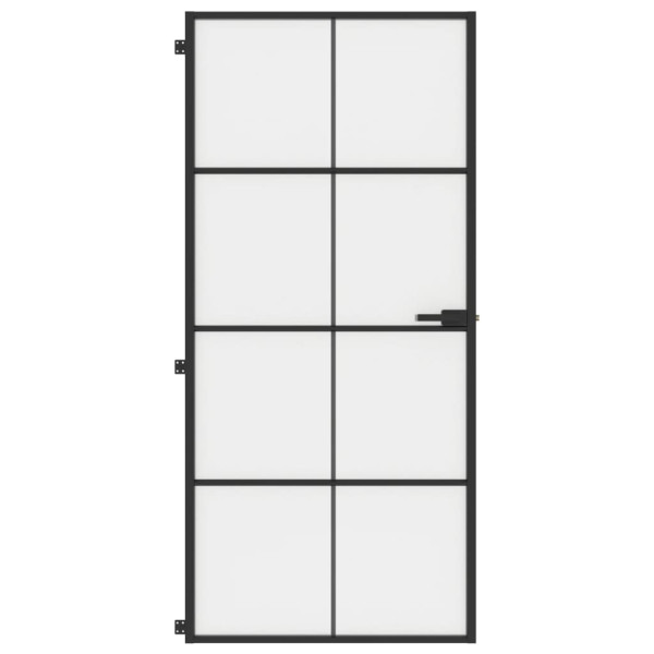 Puerta interior delgada negra vidrio y aluminio 93x201.5 cm M 3