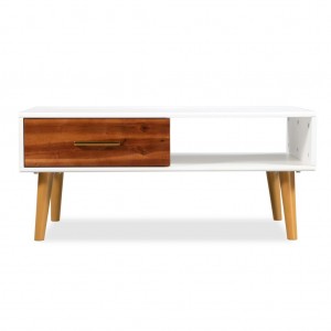 Mesa de centro de madera de acacia maciza 90x50x40 cm H