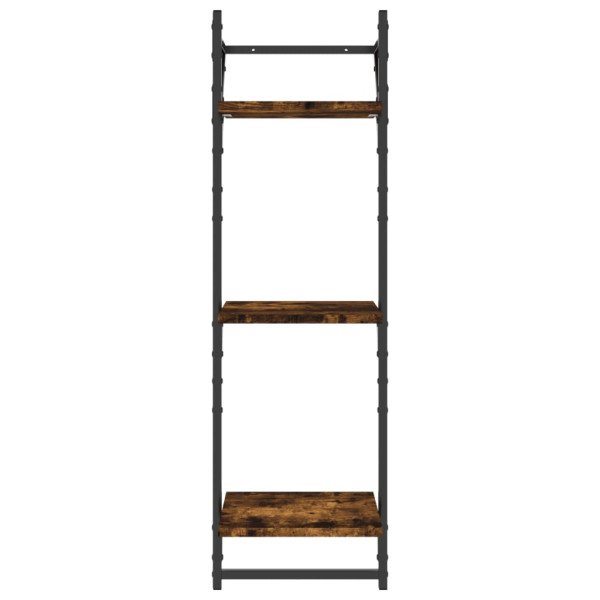 Estantes pared 3 niveles barras 2 uds roble ahumado 30x25x100cm M 5