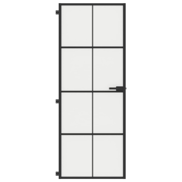 Puerta interior delgada negra vidrio y aluminio 76x201.5 cm M 3