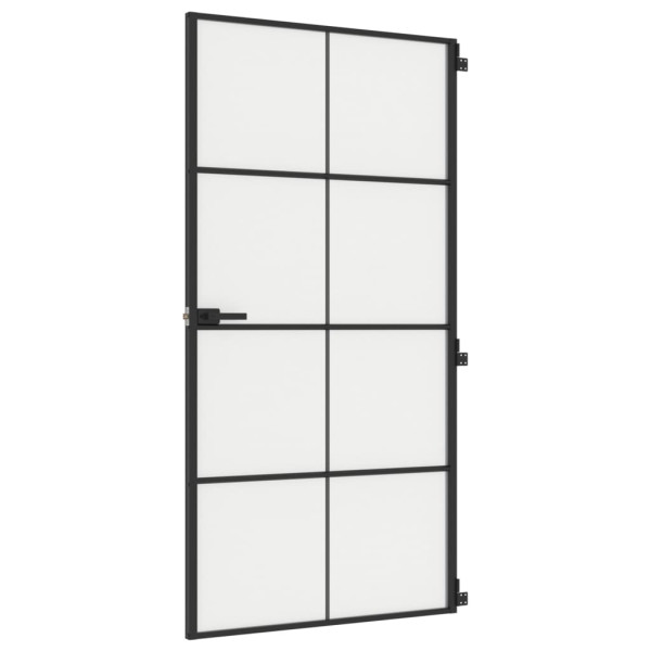 Puerta interior delgada negra vidrio y aluminio 102.5x201.5 cm M 2