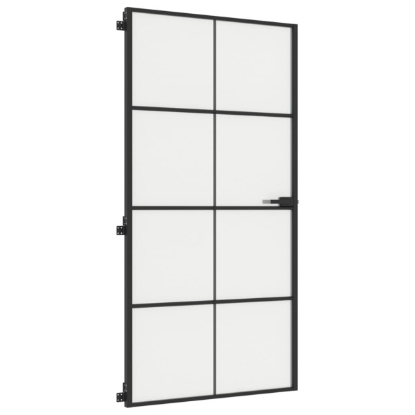 Puerta interior delgada negra vidrio y aluminio 102.5x201.5 cm M 5