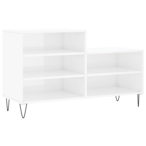 Mueble zapatero madera contrachapada blanco brillo 102x36x60 cm H