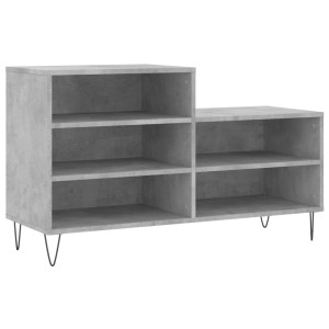 Mueble zapatero madera contrachapada gris hormigón 102x36x60 cm H